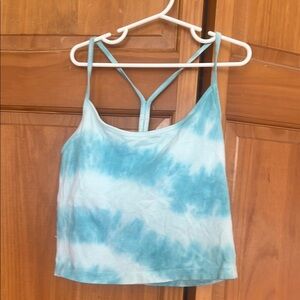 PINK Victoria's Secret White and Blue Backless Crop Top